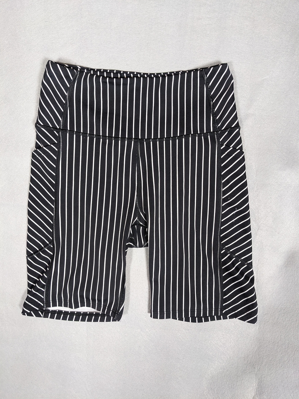 Victoria's Secret Black & White Vertical Stripe High-Rise Bike Shorts